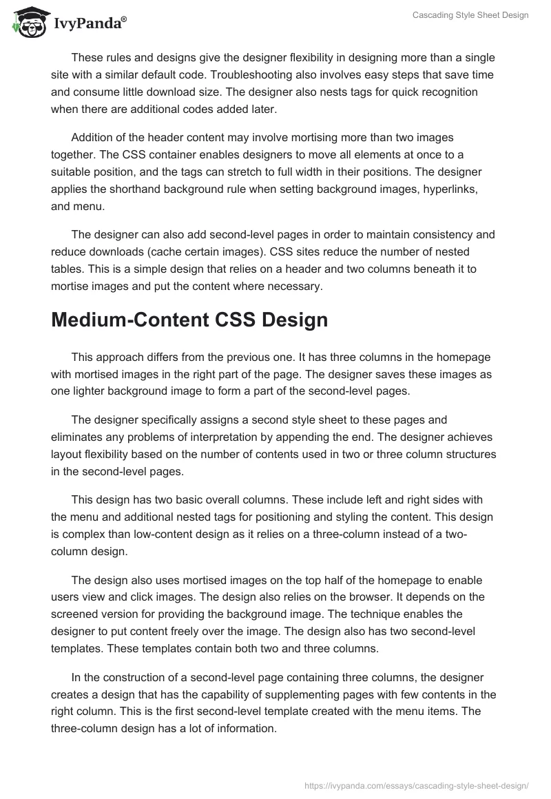 Cascading Style Sheet Design. Page 2