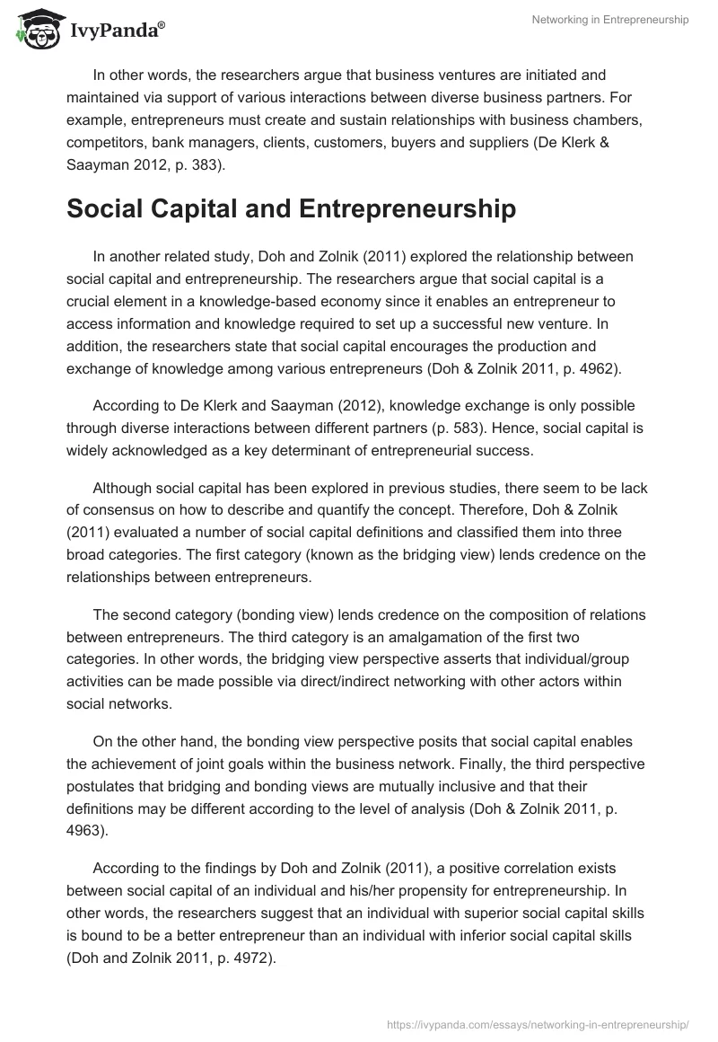 Networking in Entrepreneurship. Page 2