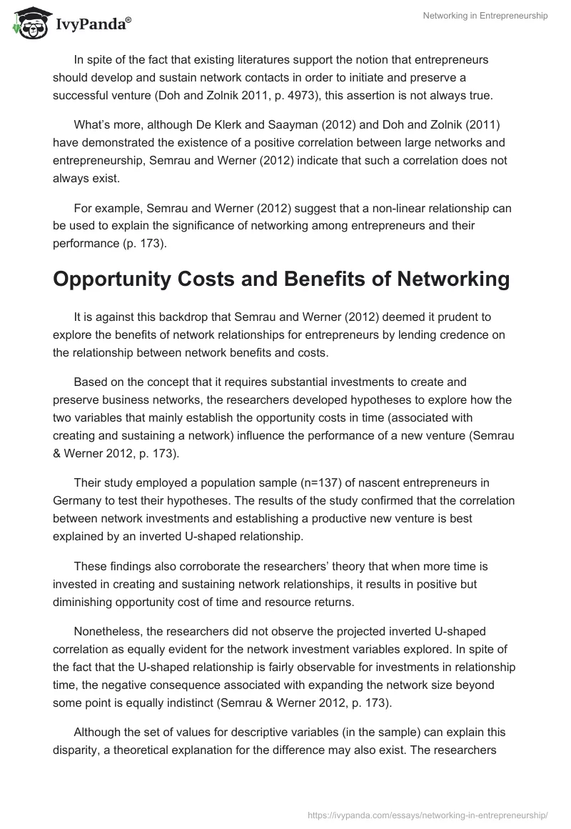 Networking in Entrepreneurship. Page 4