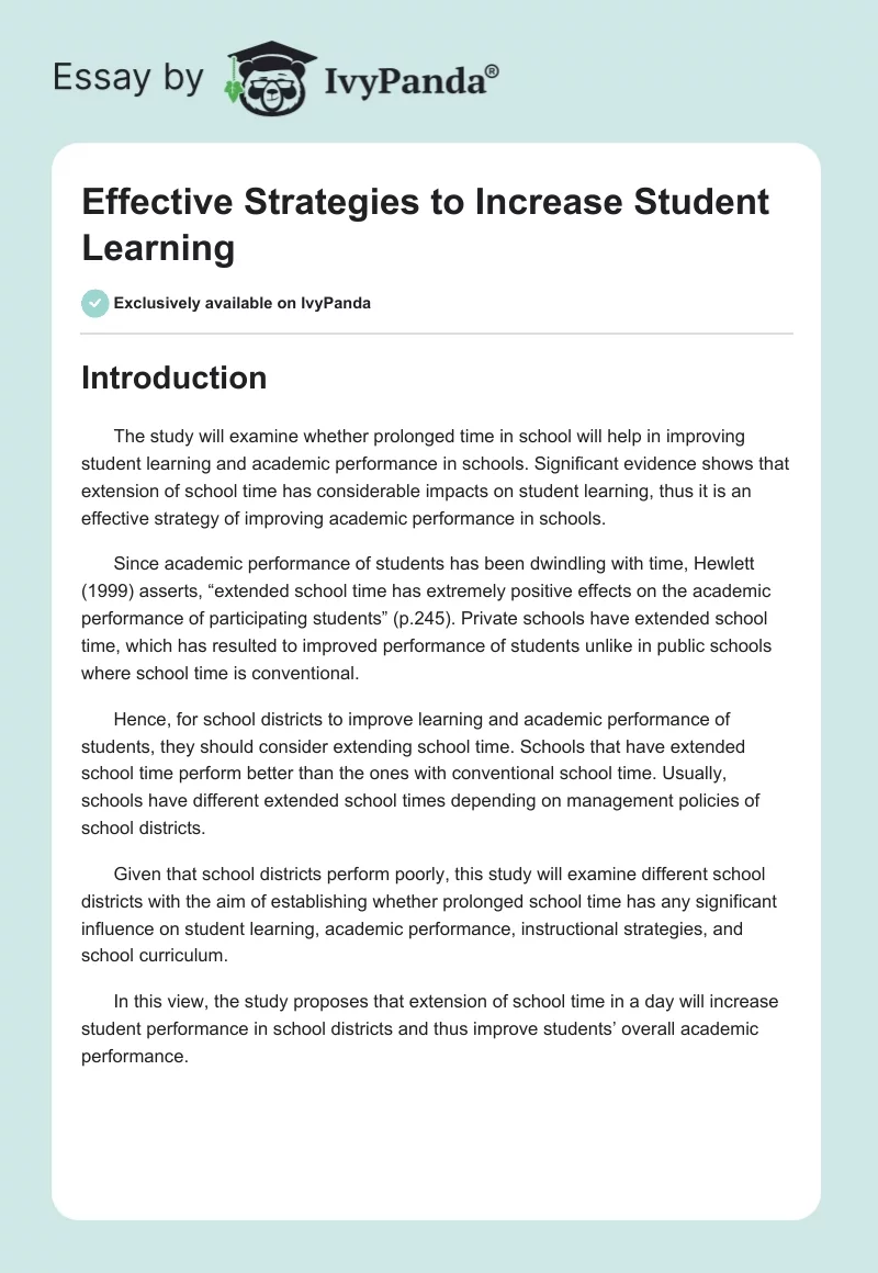 Effective Strategies to Increase Student Learning. Page 1