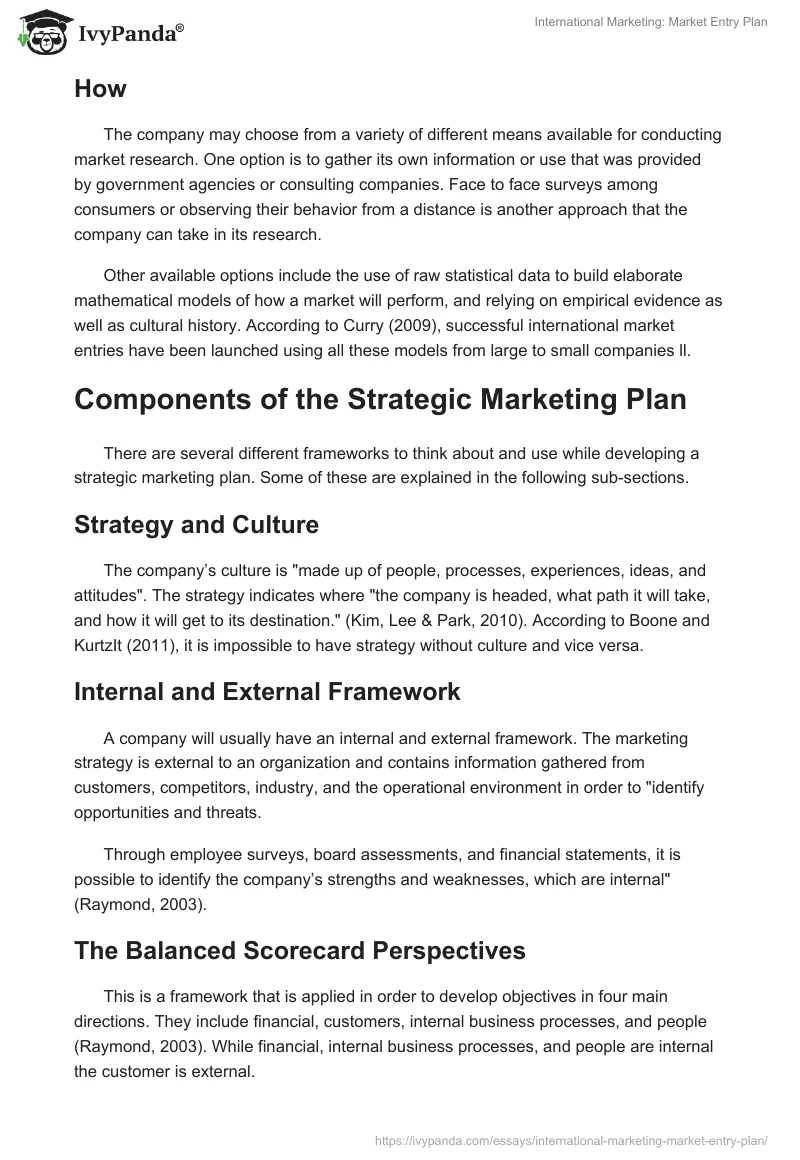 International Marketing: Market Entry Plan. Page 5