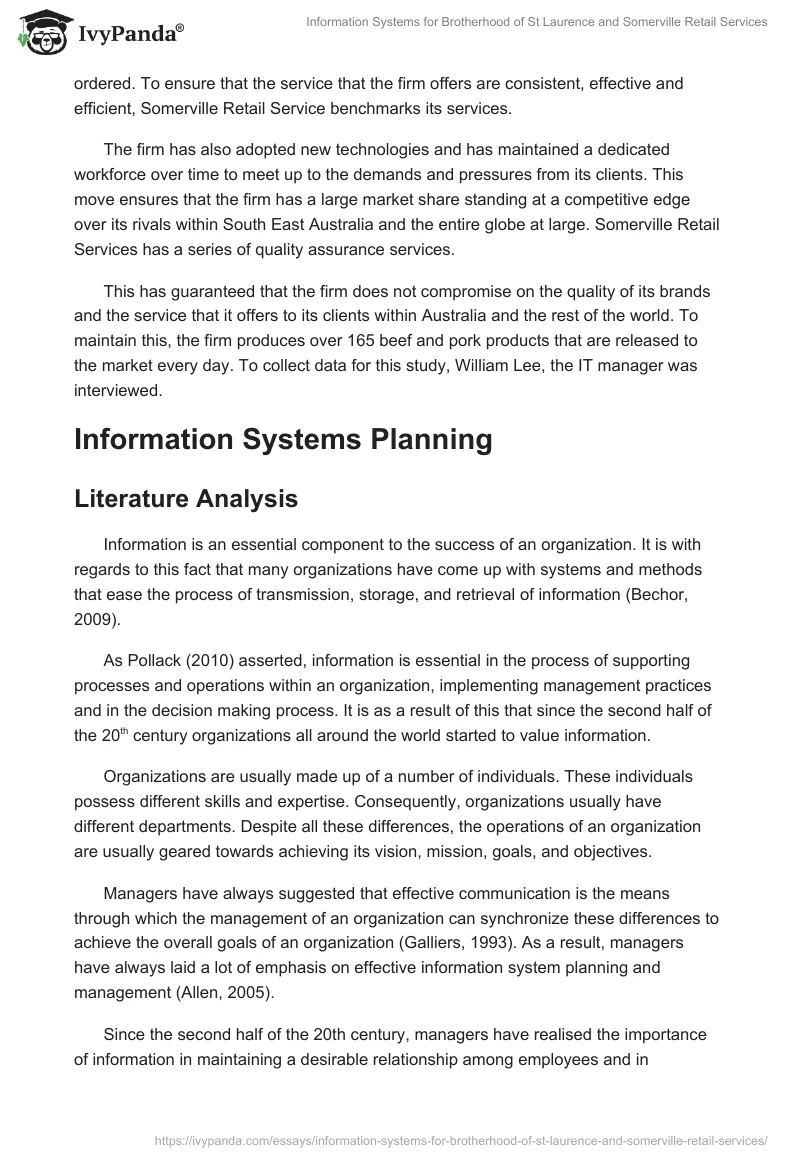 Information Systems for Brotherhood of St Laurence and Somerville Retail Services. Page 3