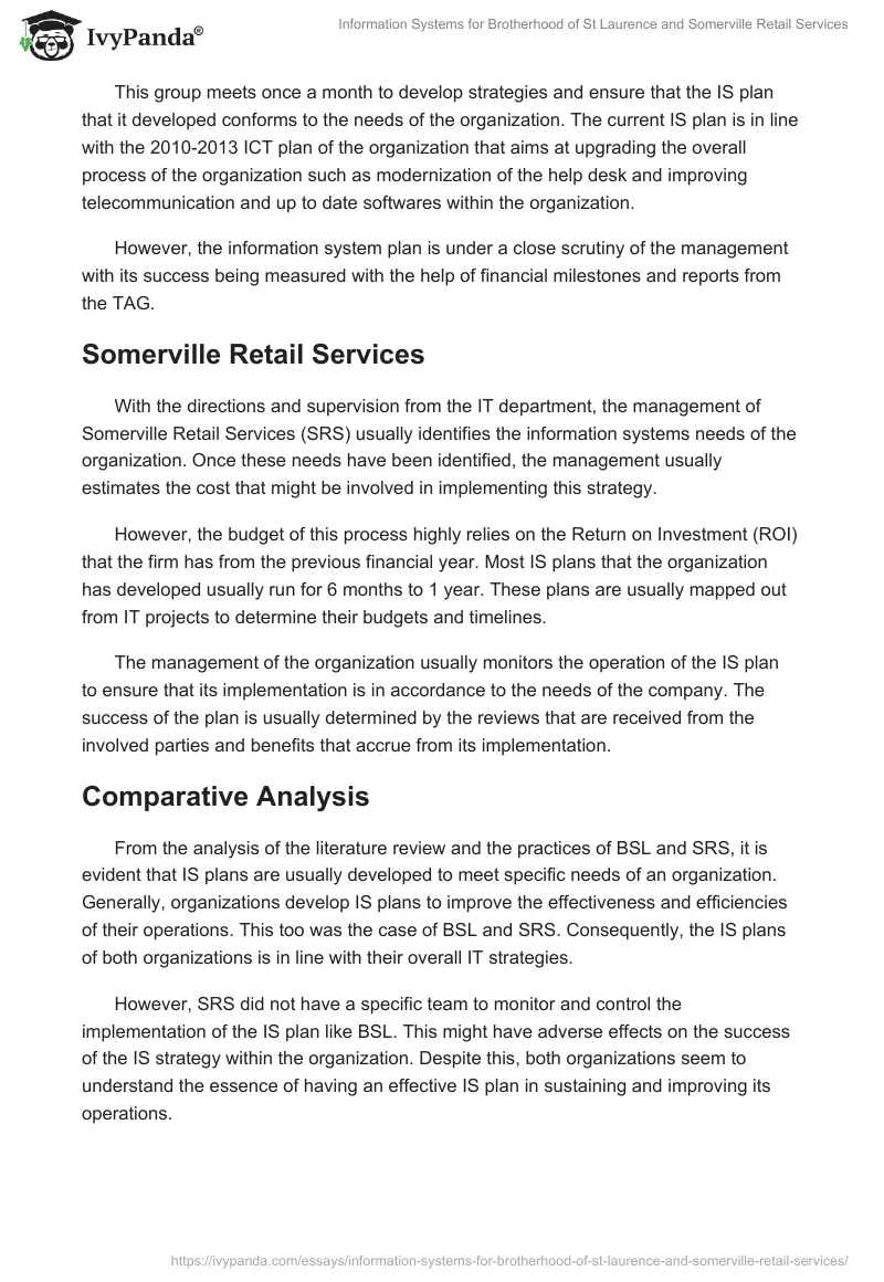 Information Systems for Brotherhood of St Laurence and Somerville Retail Services. Page 5