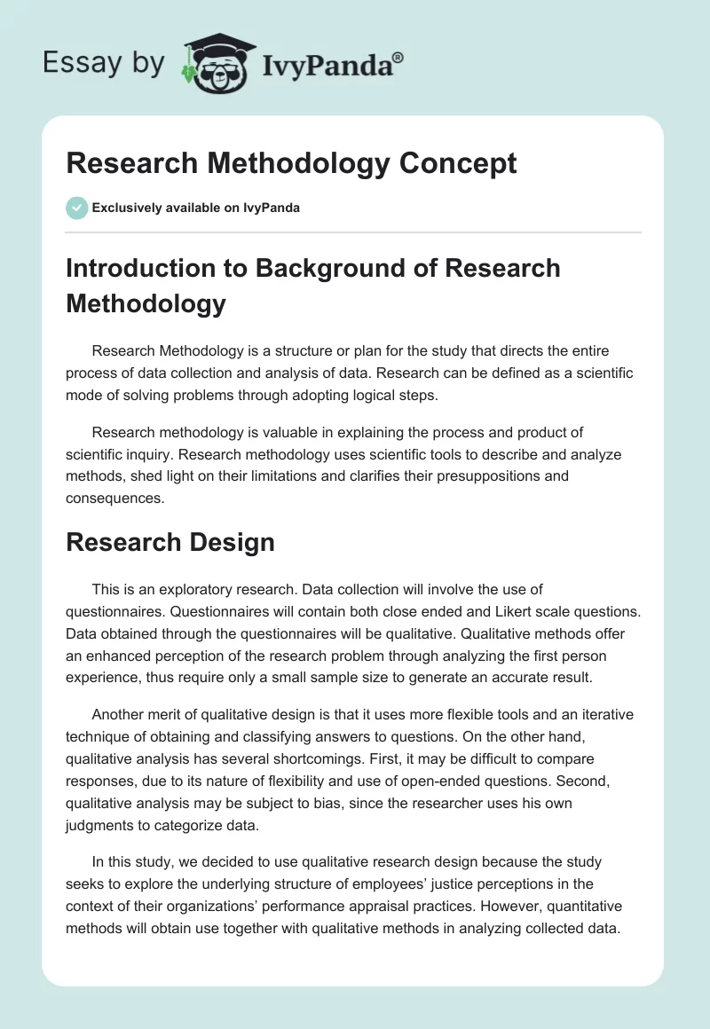 Research Methodology Concept. Page 1