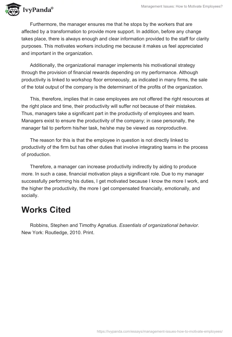 Management Issues: How to Motivate Employees?. Page 2