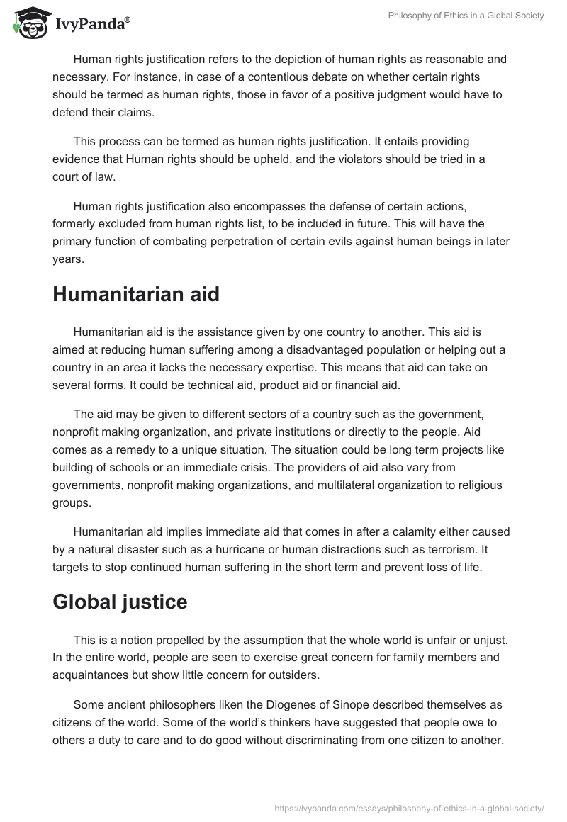 Philosophy of Ethics in a Global Society. Page 3