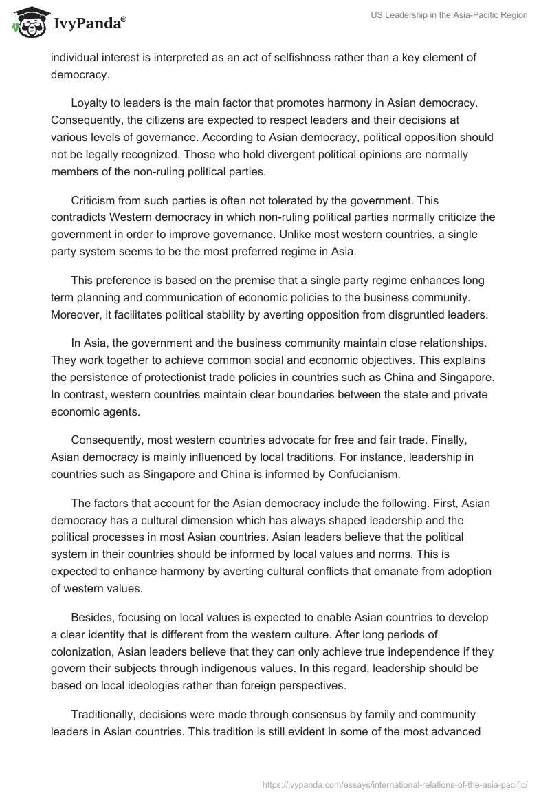 US Leadership in the Asia-Pacific Region. Page 2