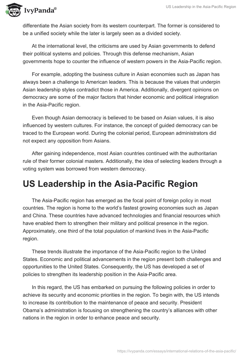 US Leadership in the Asia-Pacific Region. Page 5