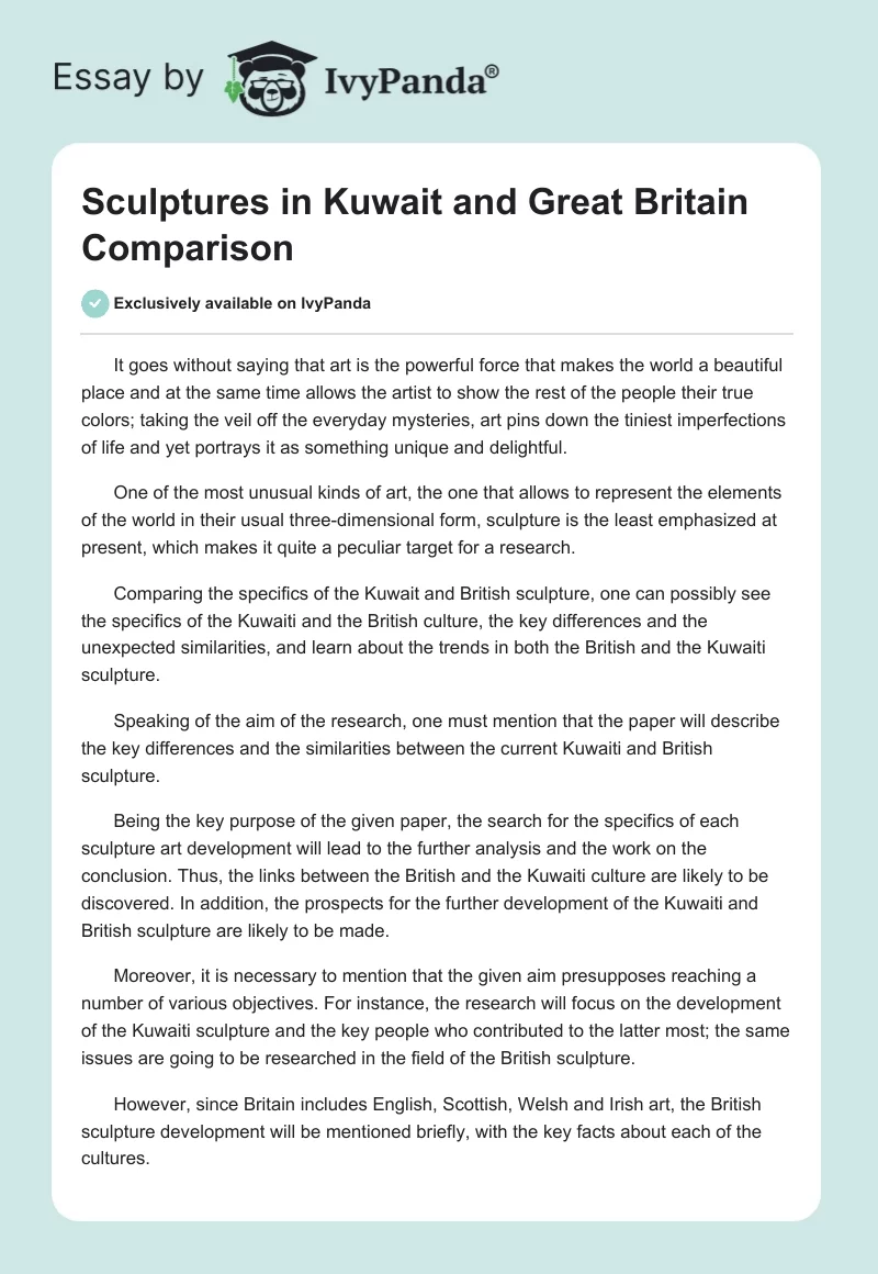 Sculptures in Kuwait and Great Britain Comparison. Page 1