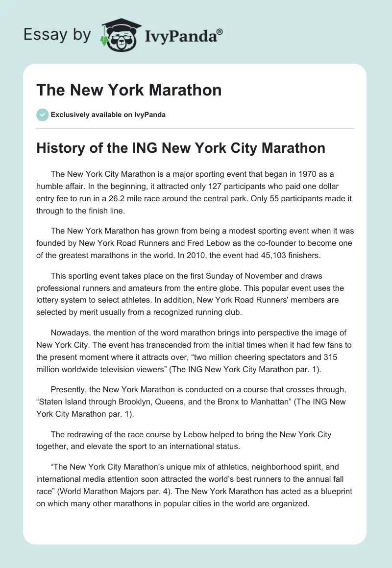 The New York Marathon. Page 1