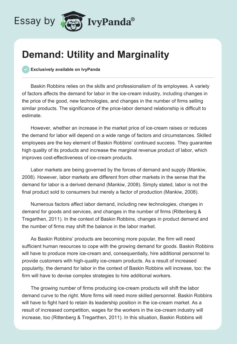 Demand: Utility and Marginality. Page 1
