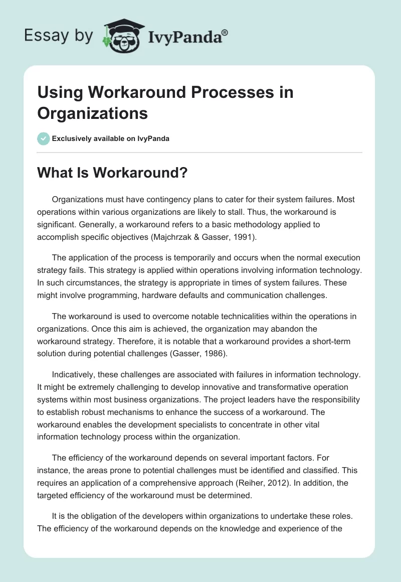Using Workaround Processes in Organizations. Page 1