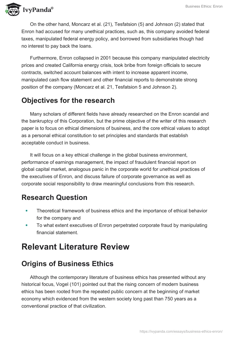 Business Ethics: Enron. Page 2