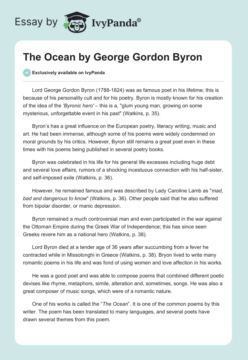 "The Ocean" by George Gordon Byron. Page 1