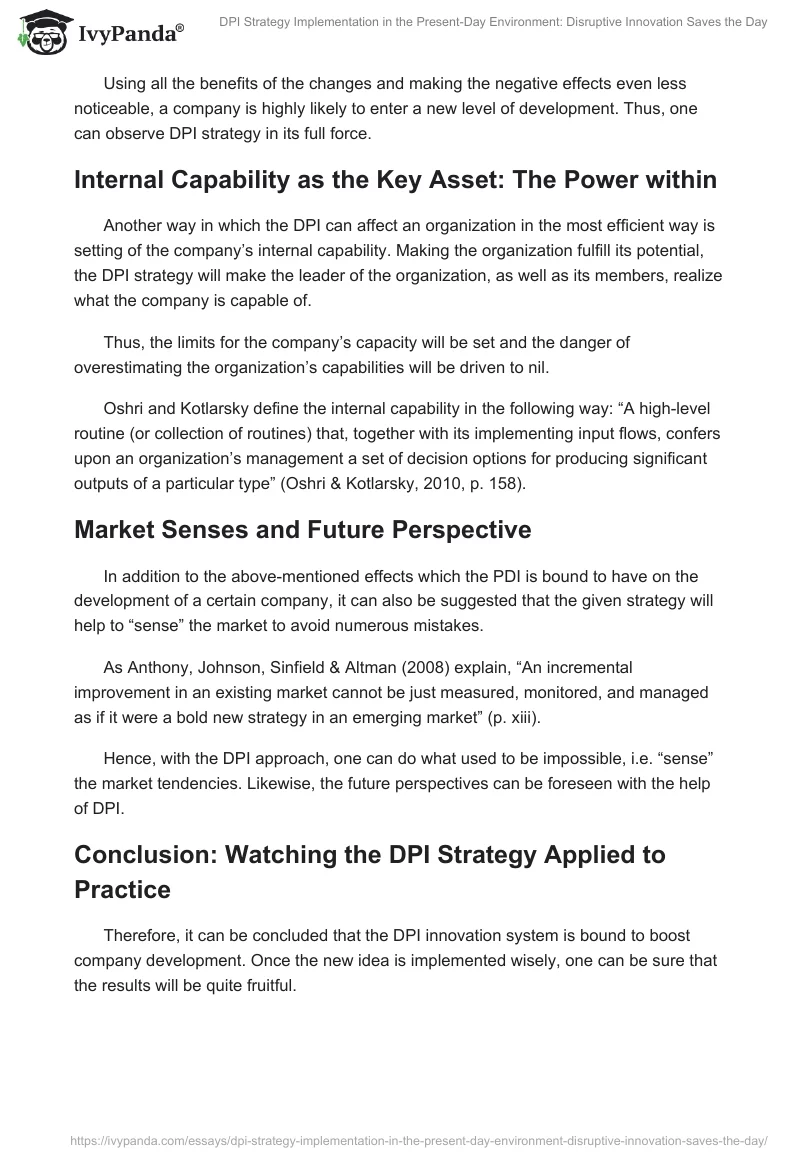 DPI Strategy Implementation in the Present-Day Environment: Disruptive Innovation Saves the Day. Page 2