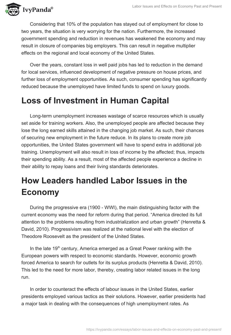 Labor Issues and Effects on Economy Past and Present. Page 3