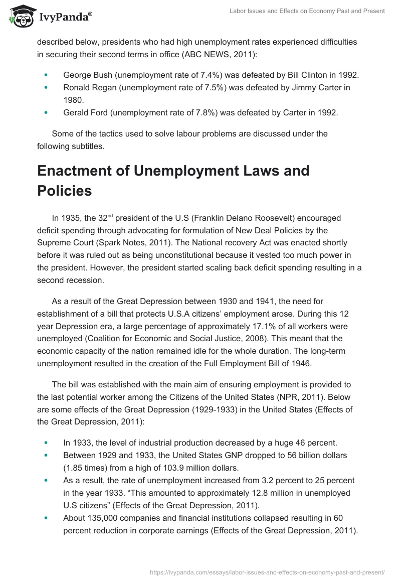 Labor Issues and Effects on Economy Past and Present. Page 4
