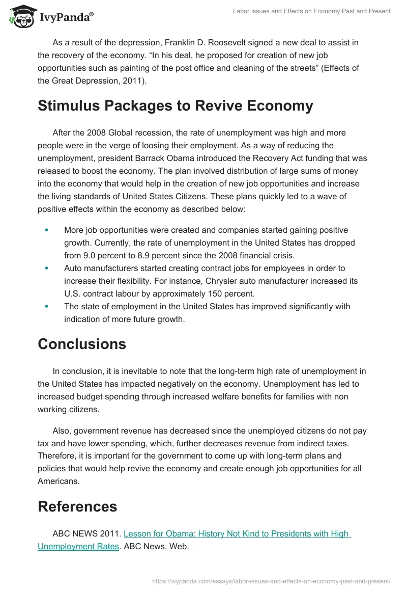 Labor Issues and Effects on Economy Past and Present. Page 5