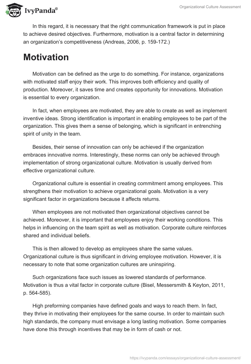 Organizational Culture Assessment. Page 2