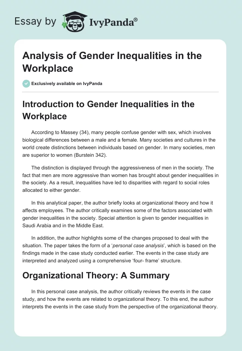 Analysis of Gender Inequalities in the Workplace. Page 1