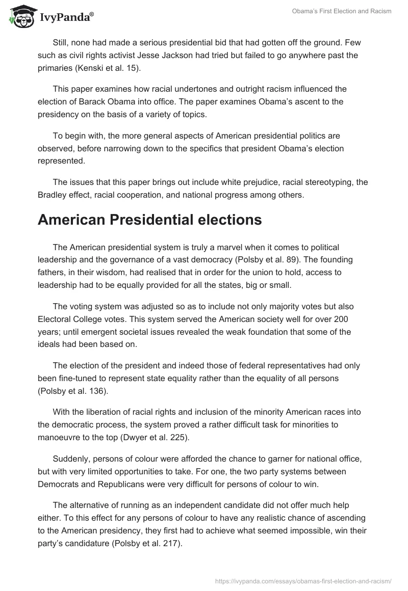 Obama’s First Election and Racism. Page 2