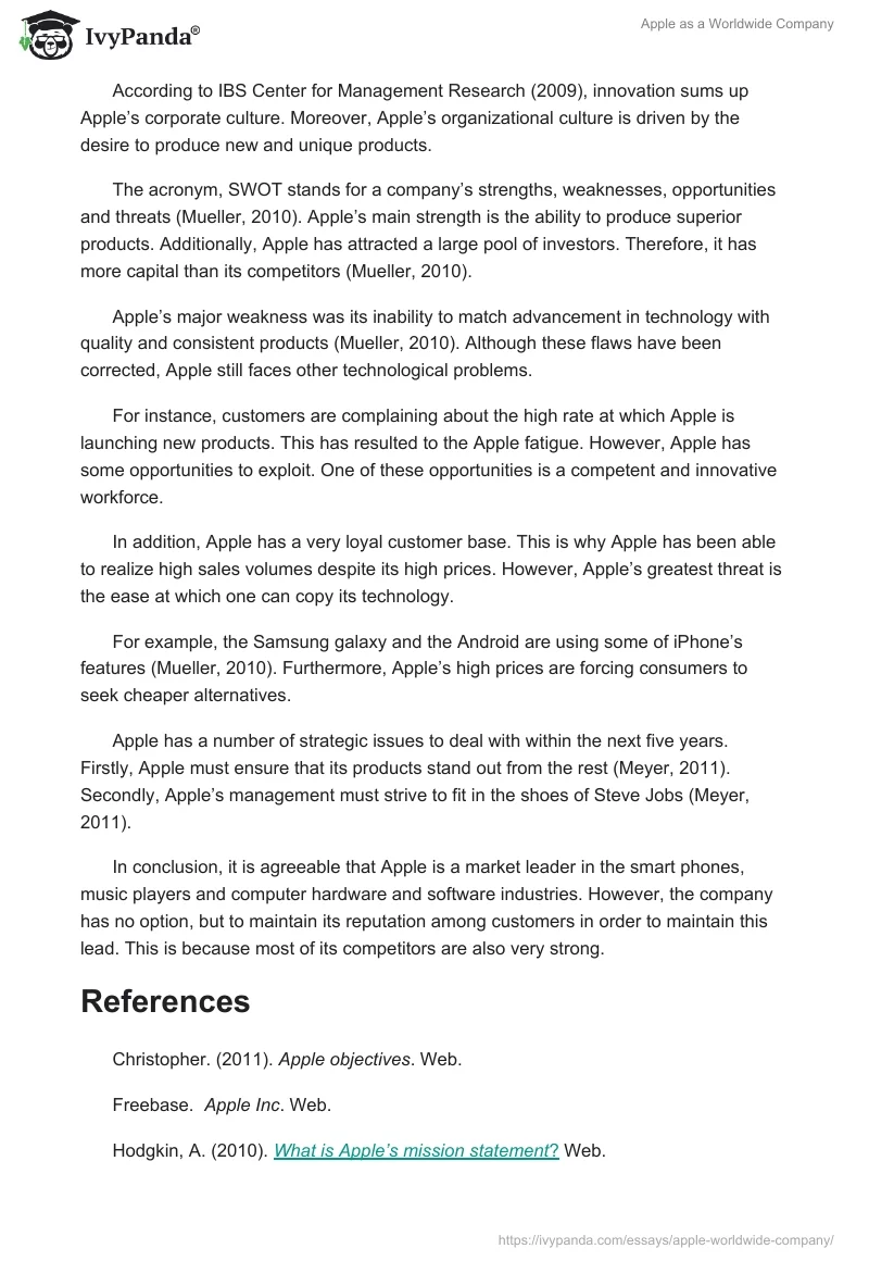 Apple as a Worldwide Company. Page 2