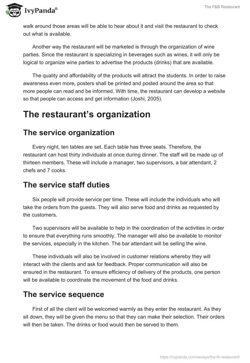 The F&B Restaurant. Page 3