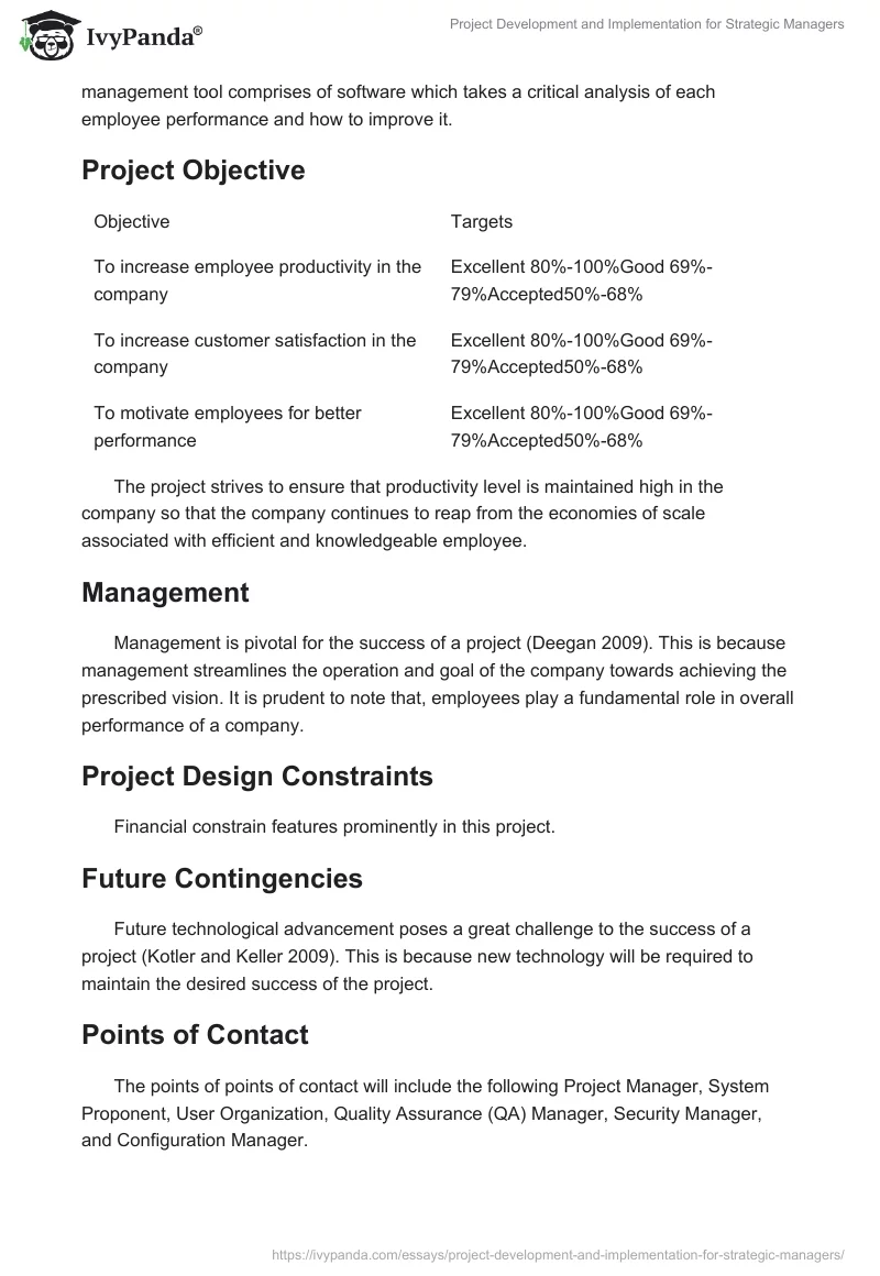 Project Development and Implementation for Strategic Managers. Page 2