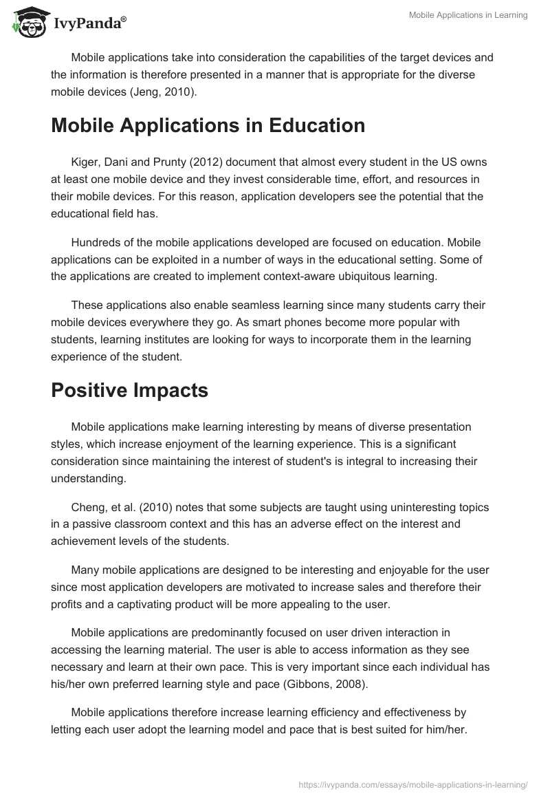 Mobile Applications in Learning. Page 2