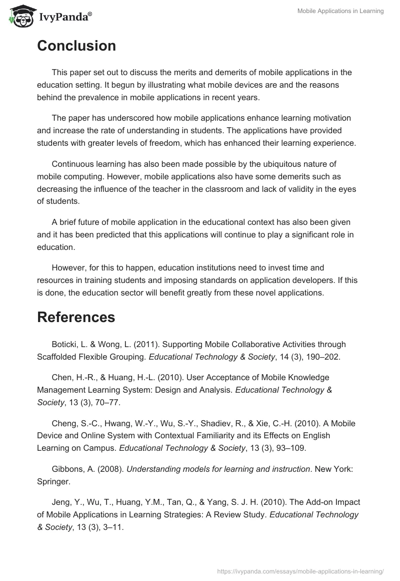 Mobile Applications in Learning. Page 5