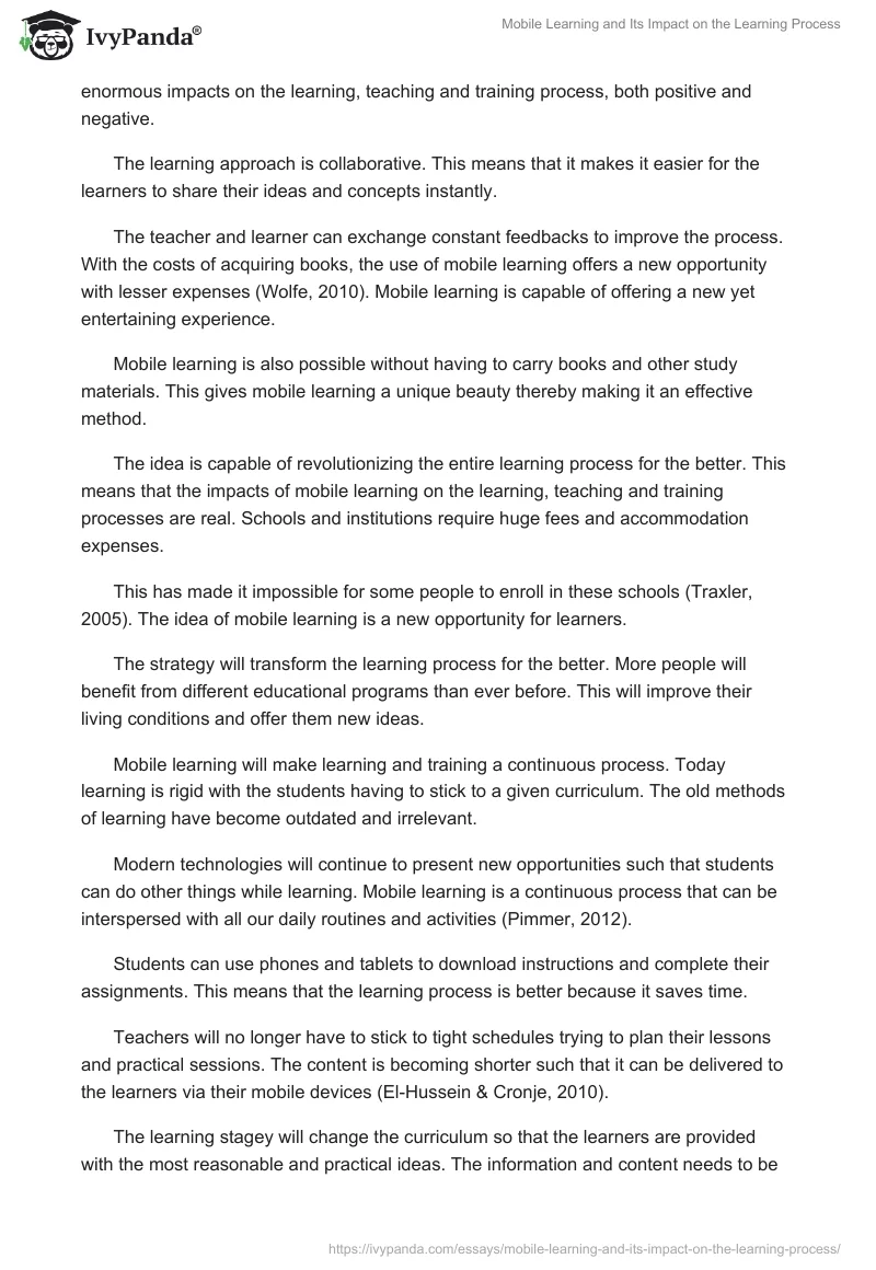 Mobile Learning and Its Impact on the Learning Process. Page 2