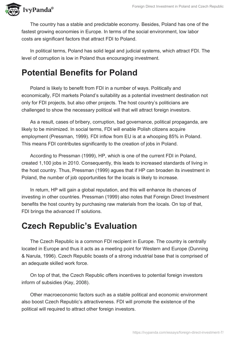Foreign Direct Investment in Poland and Czech Republic. Page 2