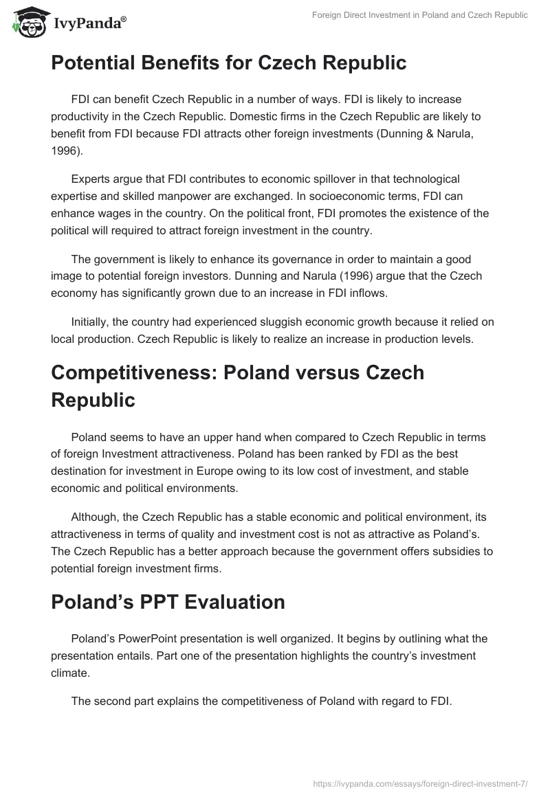 Foreign Direct Investment in Poland and Czech Republic. Page 3