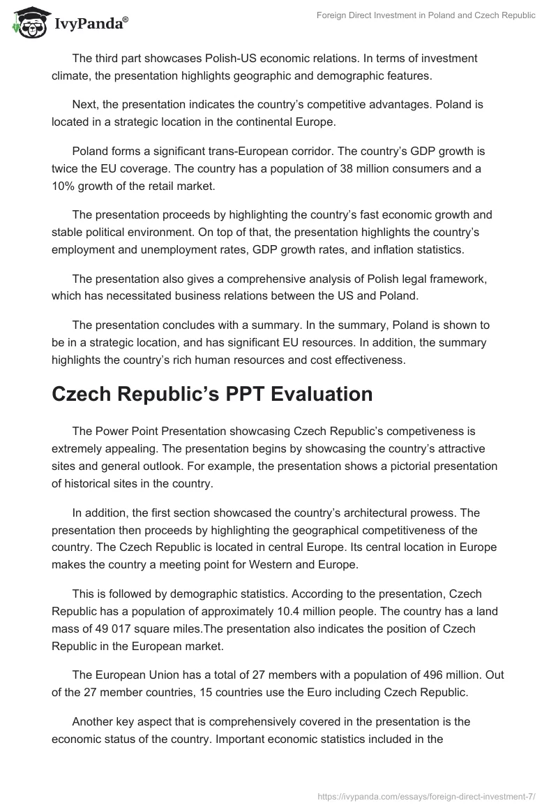 Foreign Direct Investment in Poland and Czech Republic. Page 4