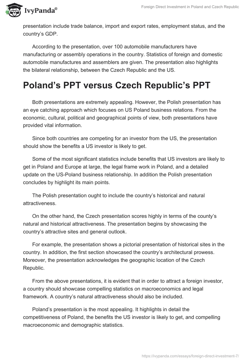 Foreign Direct Investment in Poland and Czech Republic. Page 5