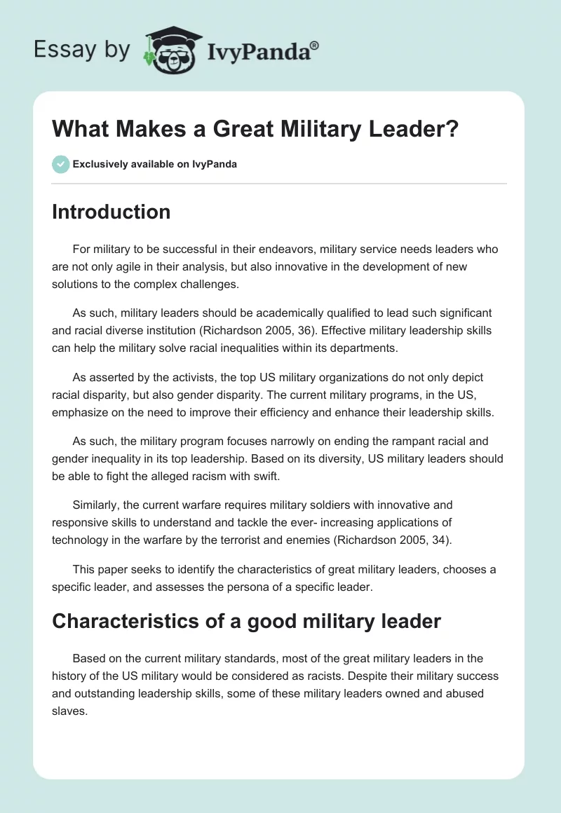 What Makes a Great Military Leader?. Page 1