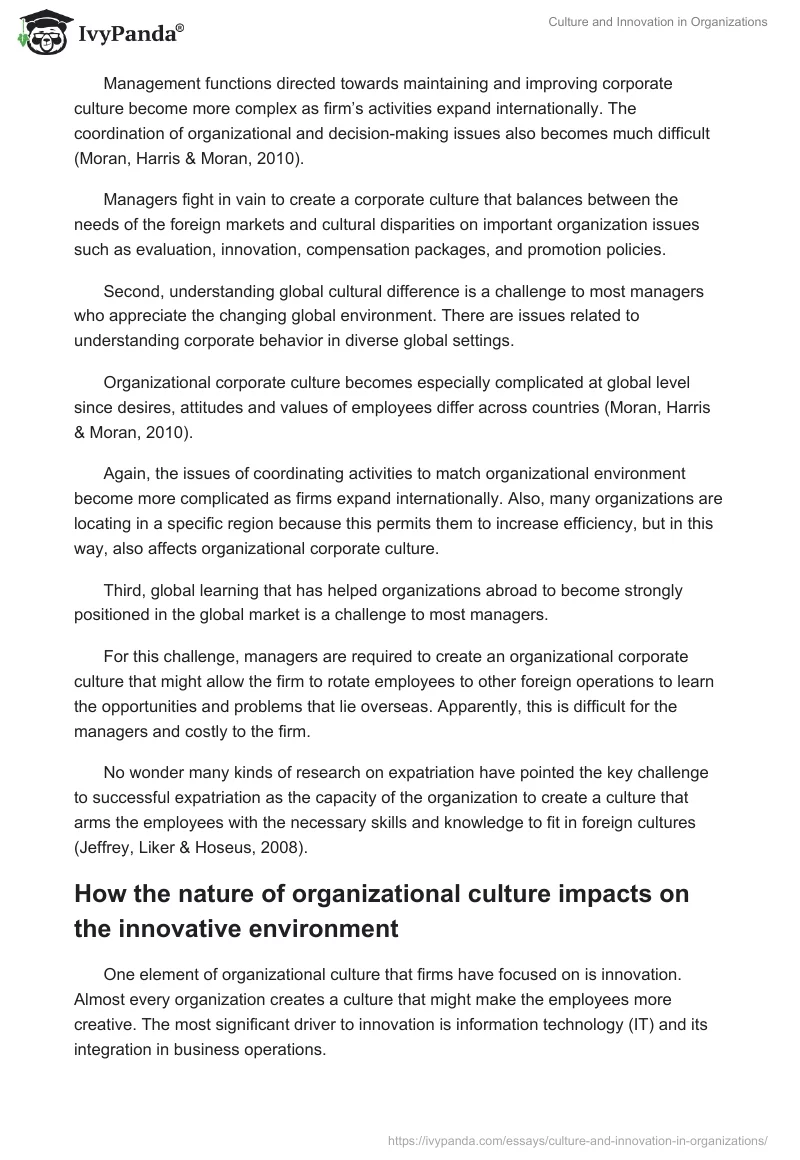 Culture and Innovation in Organizations. Page 4