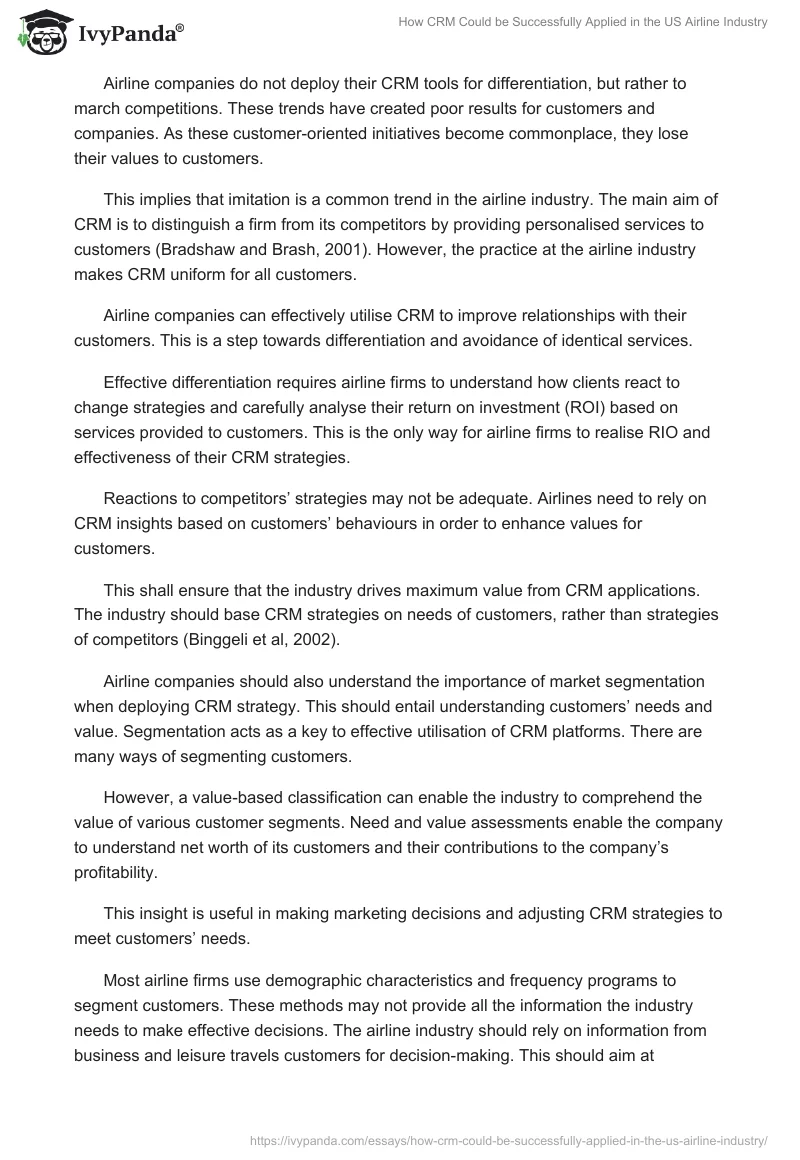 How CRM Could be Successfully Applied in the US Airline Industry. Page 5
