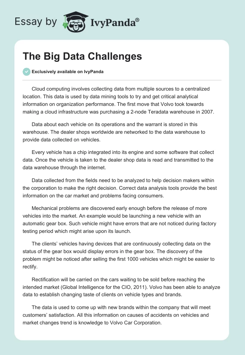 The Big Data Challenges. Page 1