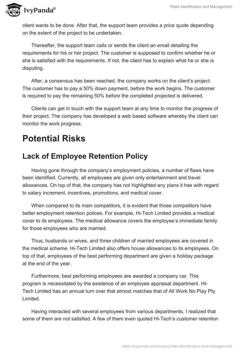 Risks Identification and Management. Page 2