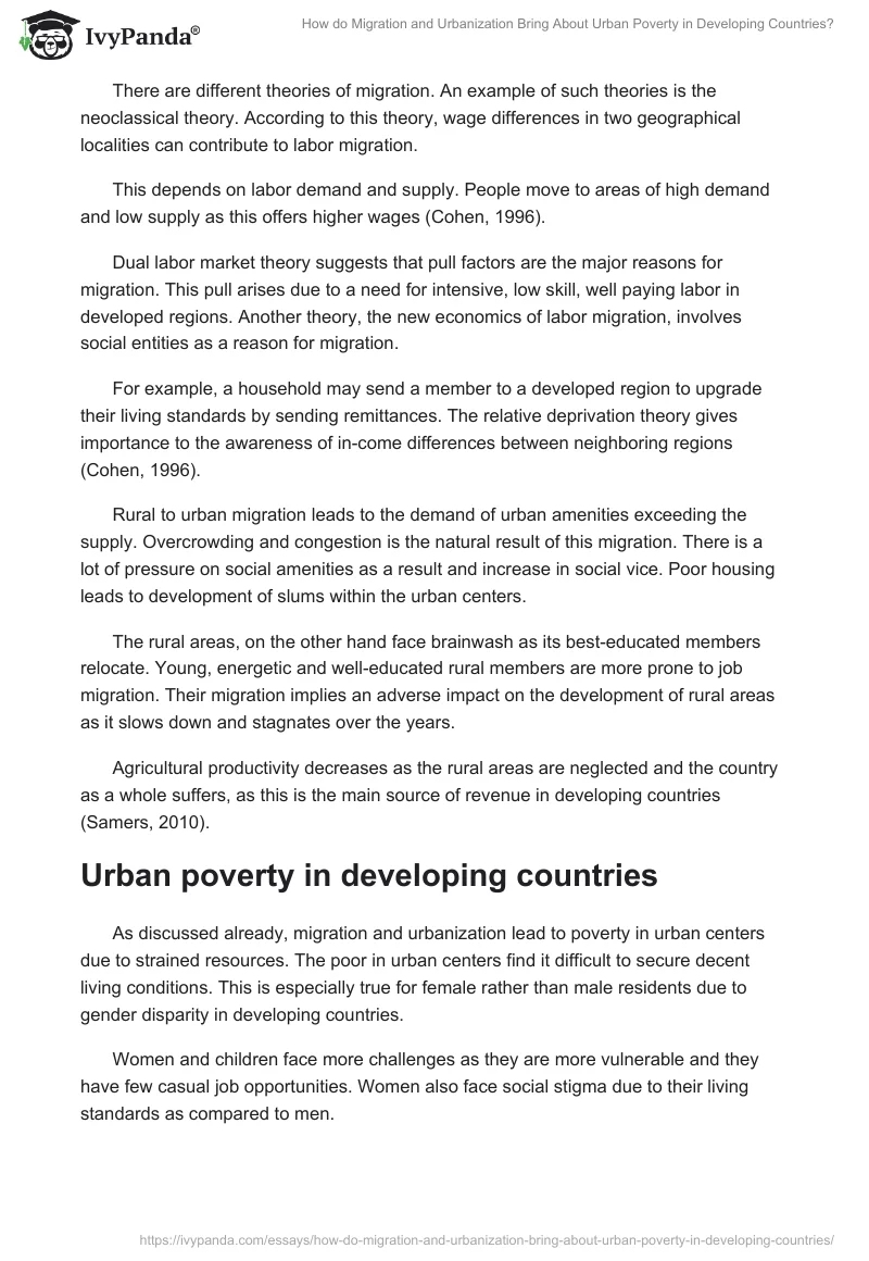 How do Migration and Urbanization Bring About Urban Poverty in Developing Countries?. Page 5