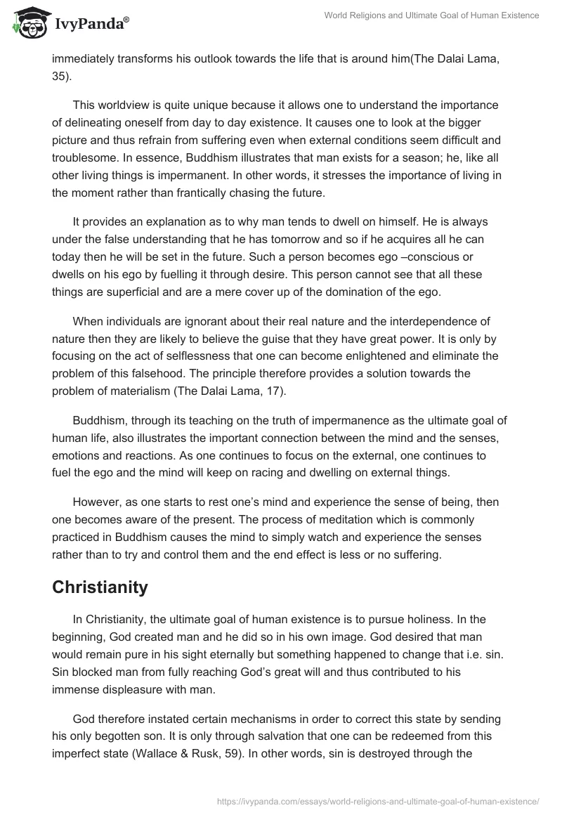 World Religions and Ultimate Goal of Human Existence. Page 3