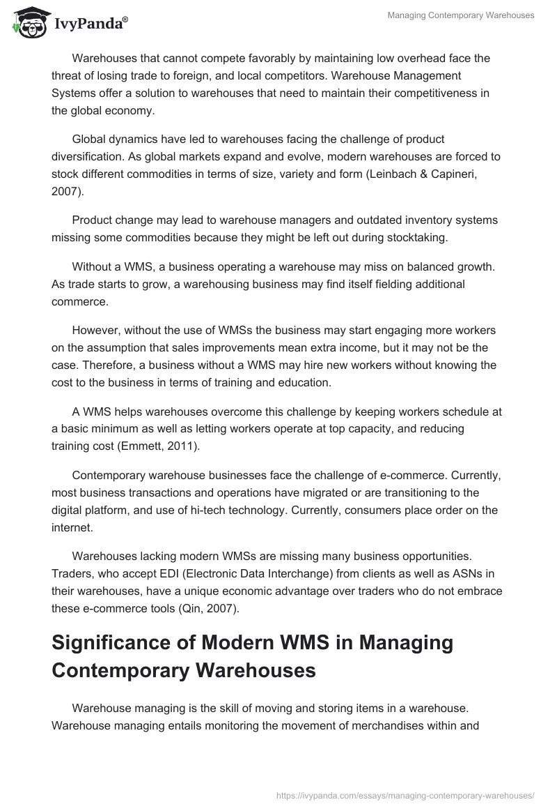 Managing Contemporary Warehouses. Page 2