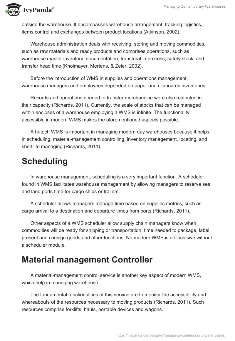 Managing Contemporary Warehouses. Page 3