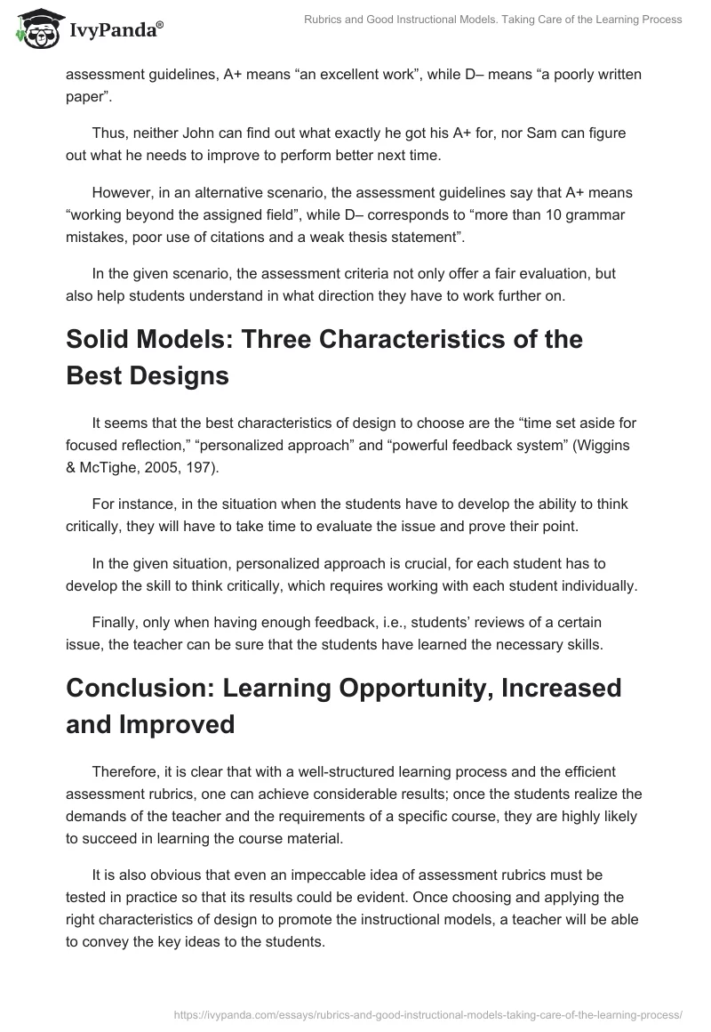 Rubrics and Good Instructional Models. Taking Care of the Learning Process. Page 2