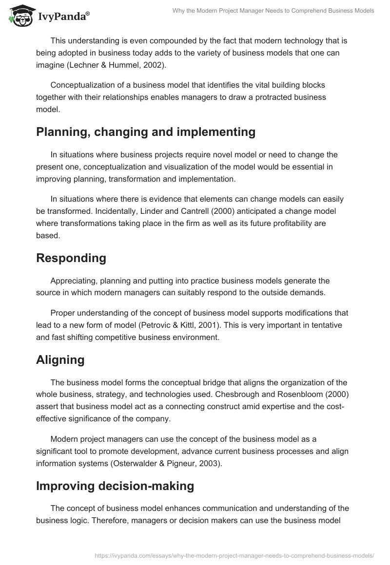 Why the Modern Project Manager Needs to Comprehend Business Models. Page 5