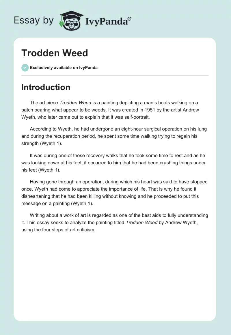 Trodden Weed. Page 1