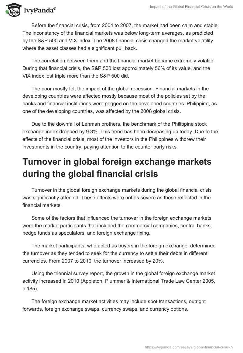 Impact of the Global Financial Crisis on the World. Page 3