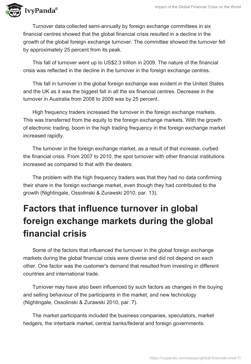 Impact of the Global Financial Crisis on the World. Page 4