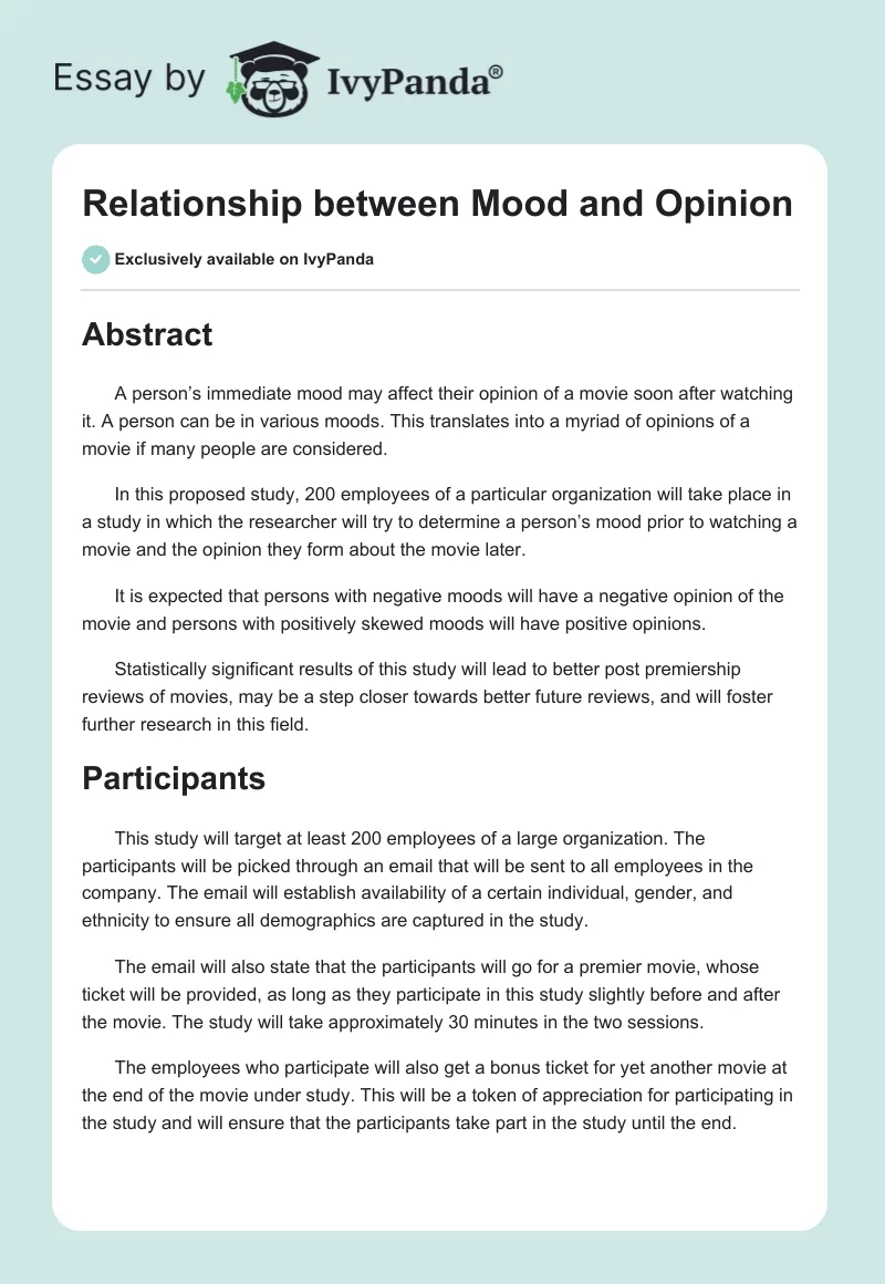 Relationship between Mood and Opinion. Page 1